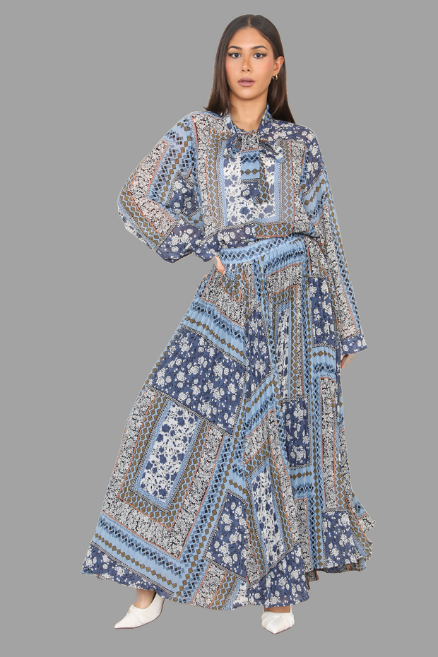 Blue mosaic chiffon Skirt