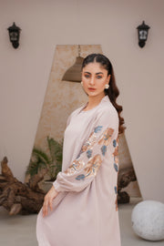 Peach Beige Sequence Embroidery 3 Piece kimono Set
