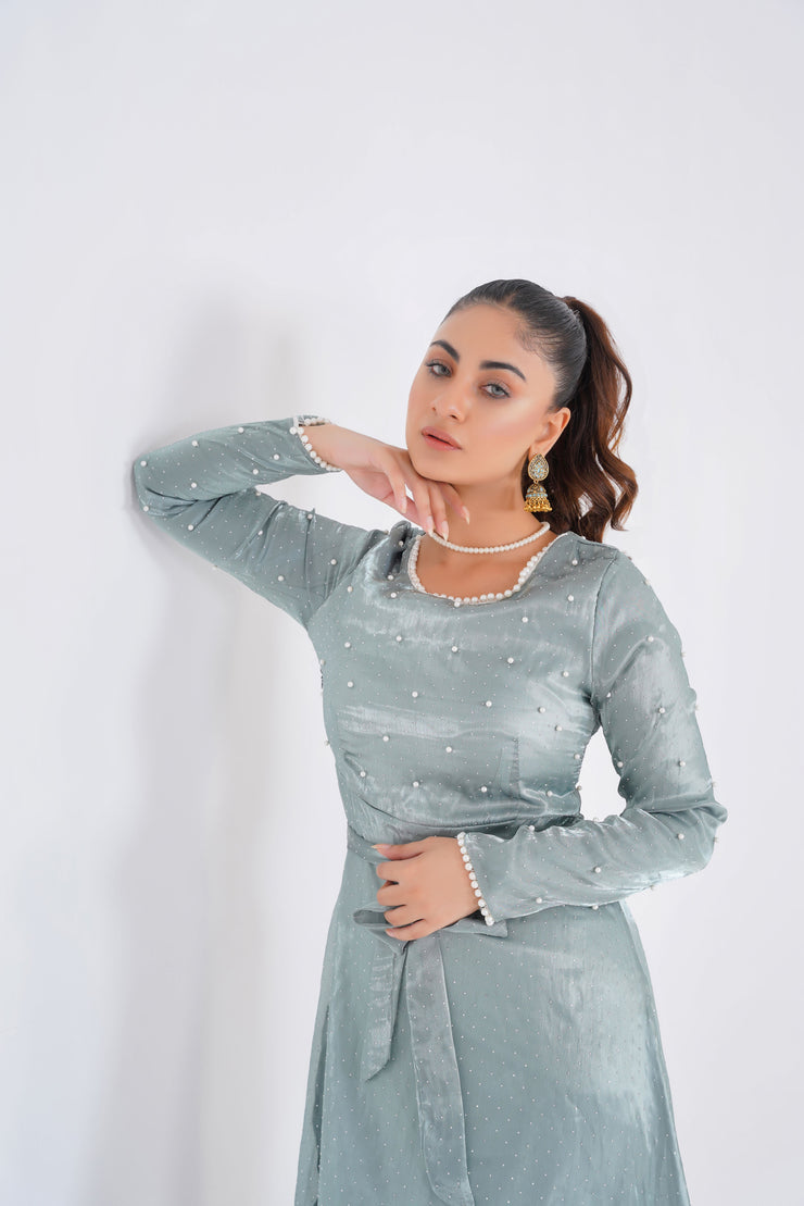 Pearl Russian Green Long Dress
