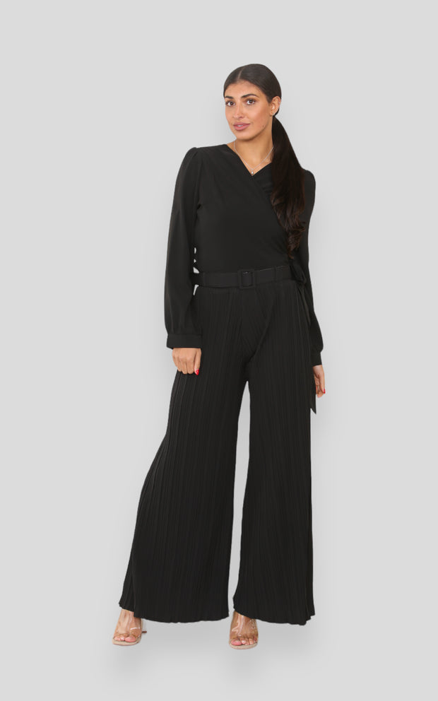 Black Pleated Modest Trouser