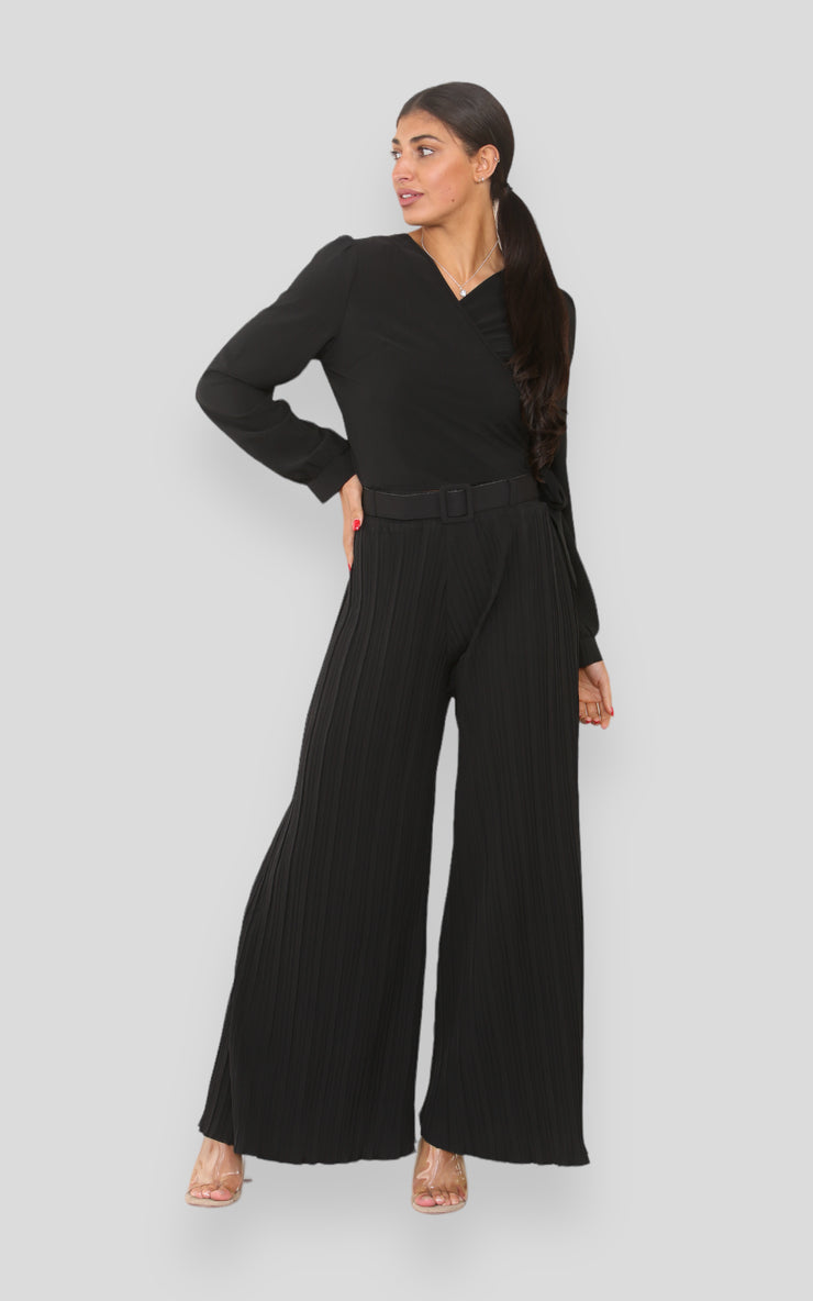 Black Pleated Modest Trouser