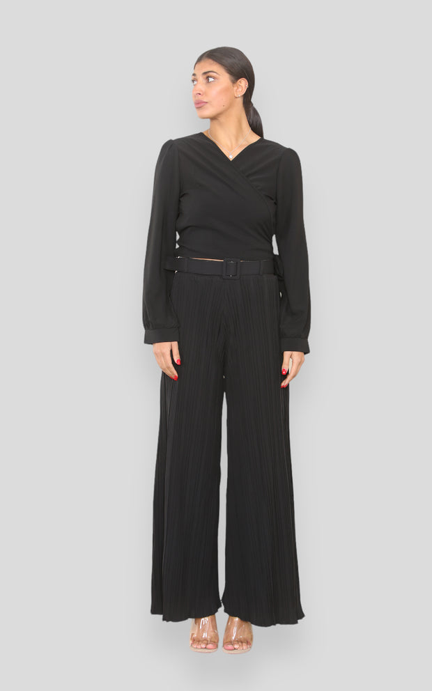 Black Pleated Modest Trouser