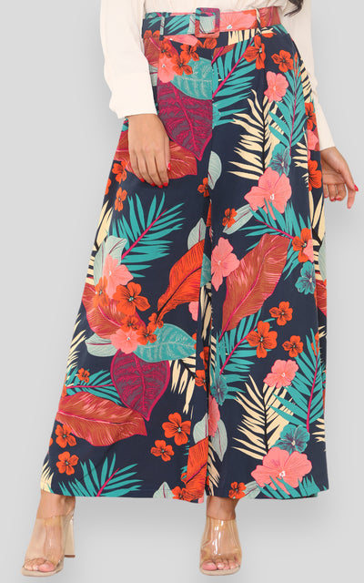 Blue Printed Modest Trouser