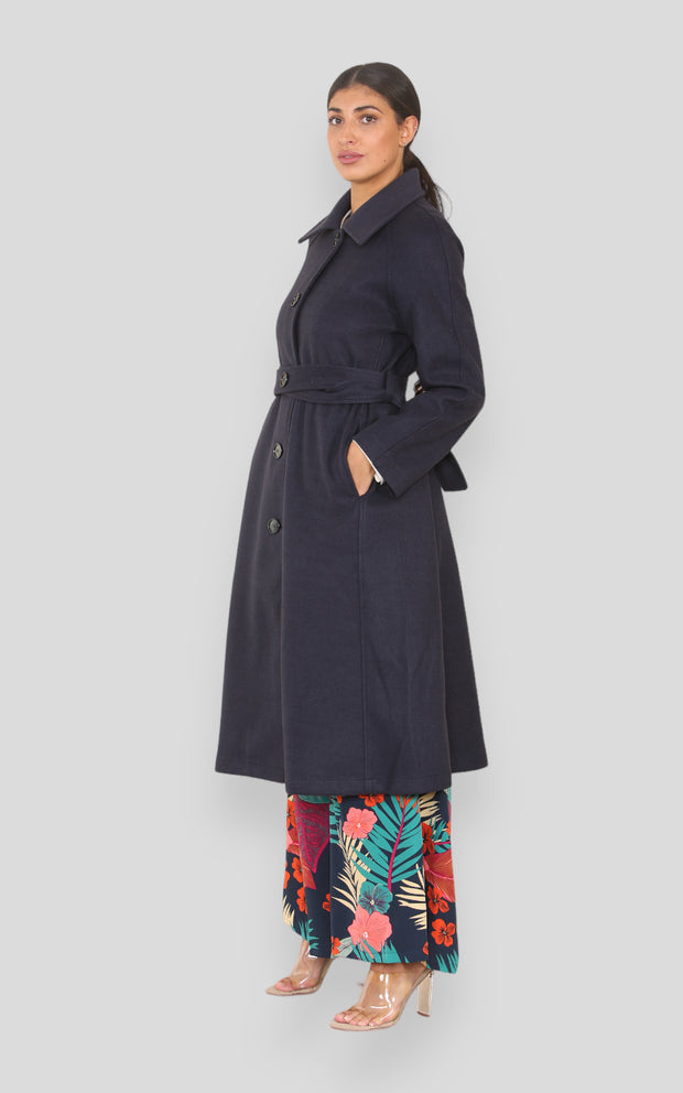 Women's solid Wool Blue Coat