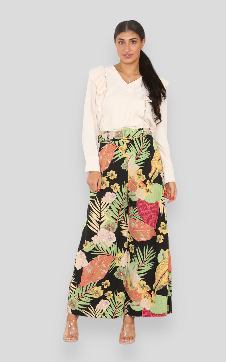 Black Printed Modest Trouser