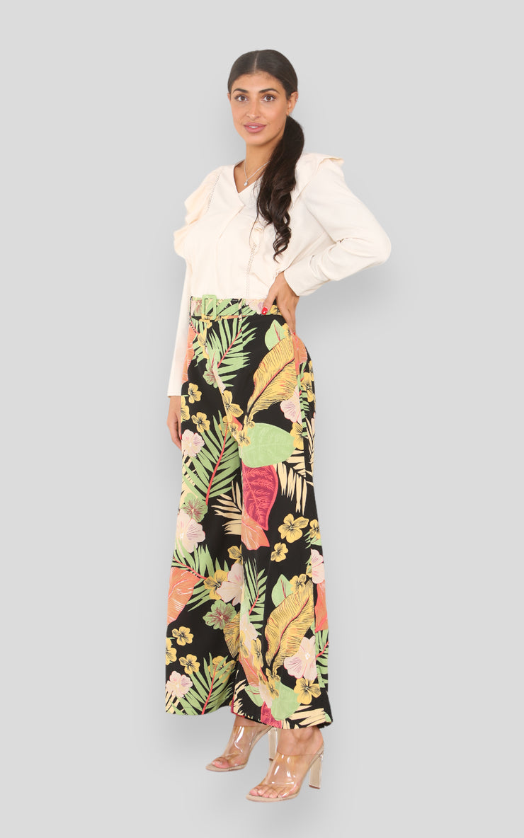 Black Printed Modest Trouser