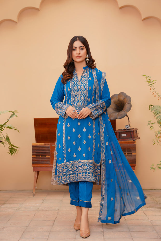 Chiffon Suit Teal Blue