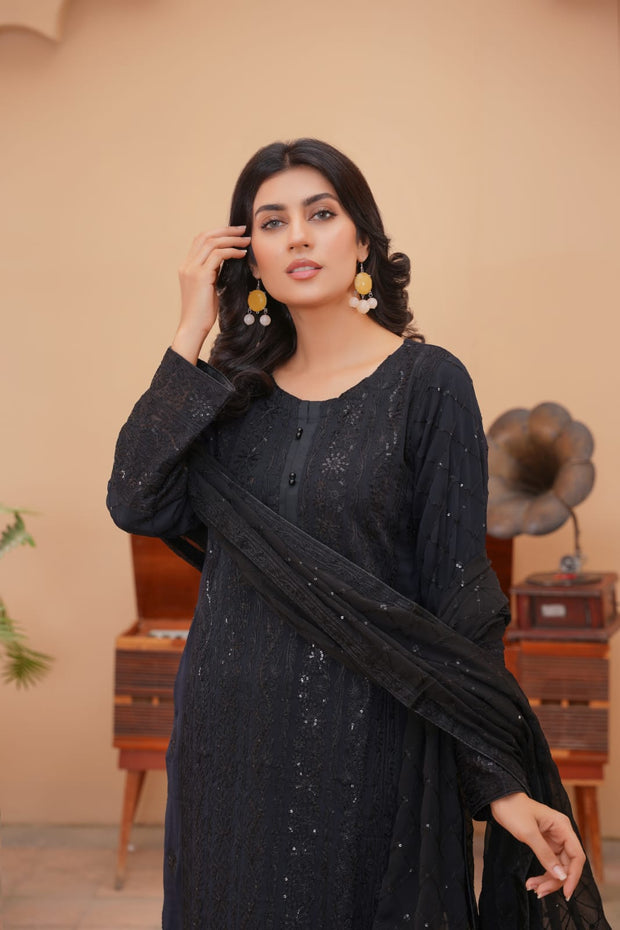 Chiffon Suit Black