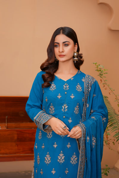 Chiffon Suit Teal Blue
