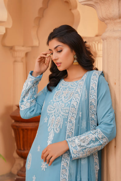 Chiffon Suit Sky Blue