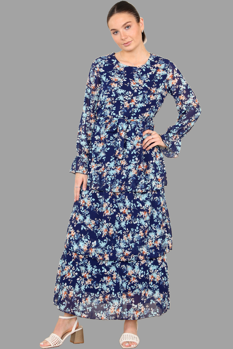 Sapphire floral ruffle dress