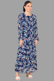 Sapphire floral ruffle dress