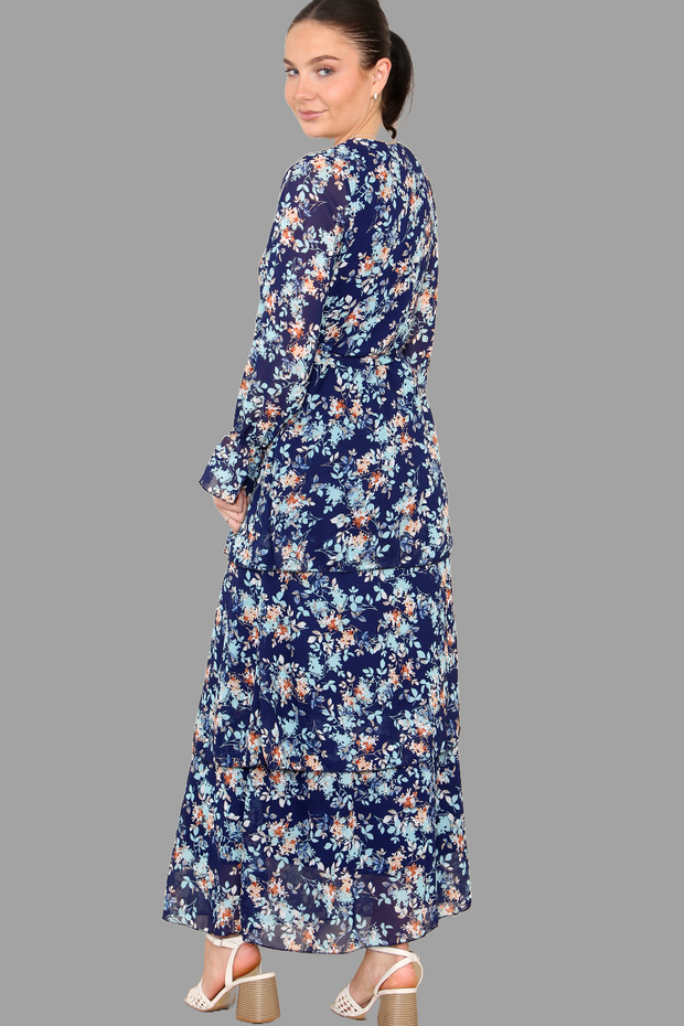 Sapphire floral ruffle dress