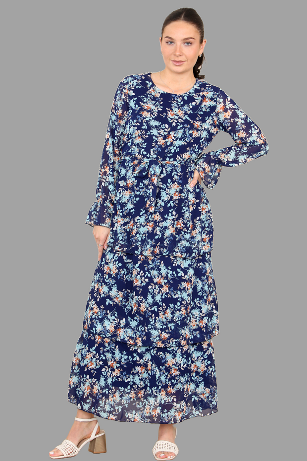 Sapphire floral ruffle dress