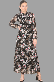 Black blossom chiffon Dress