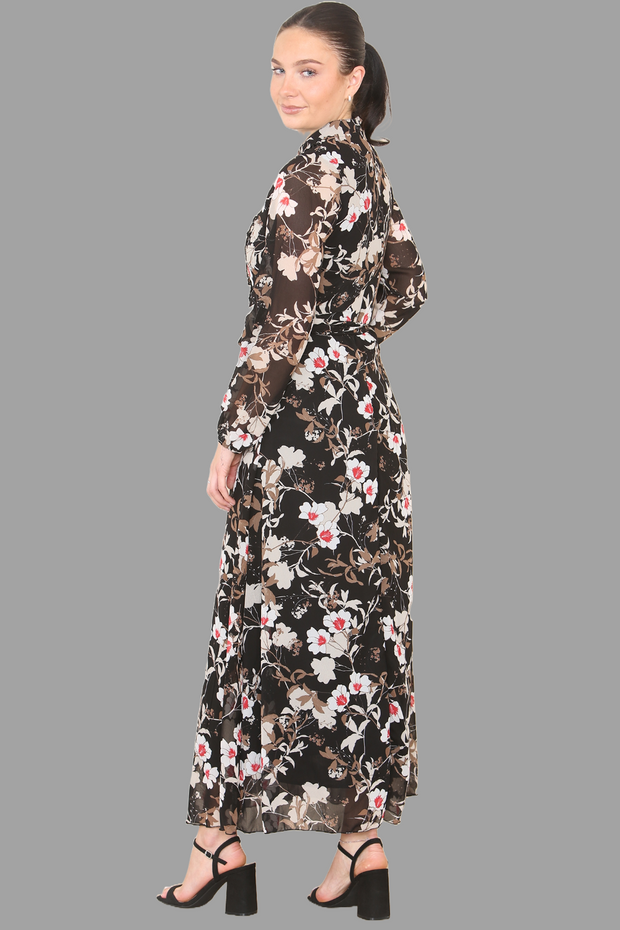 Black blossom chiffon Dress