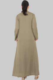 Olive open abaya with matching slip