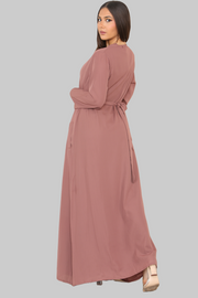 Nude Pink open abaya with matching slip