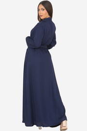 Deep Blue Open Abaya with matching slip